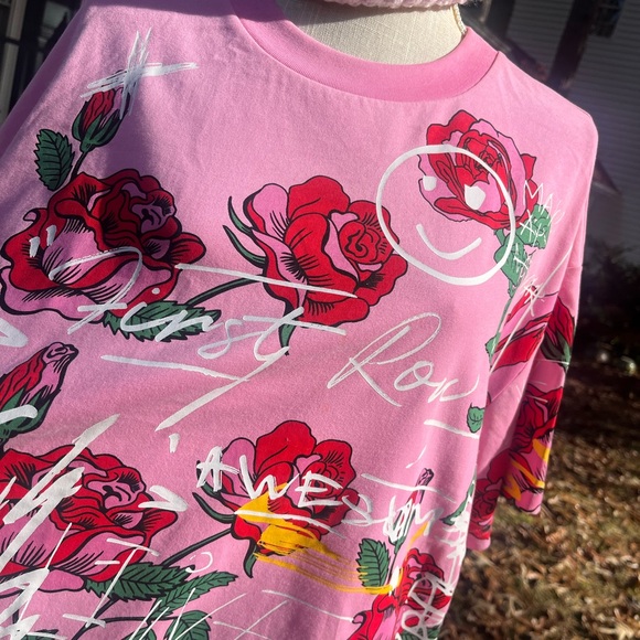 First Row Women’s Artsy Floral Tee, Pink, Large, NWOT - Picture 8 of 11